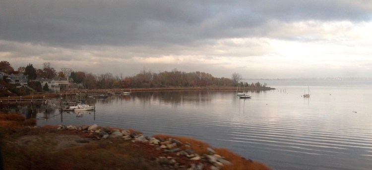 View of the sea from the train from New York to Boston